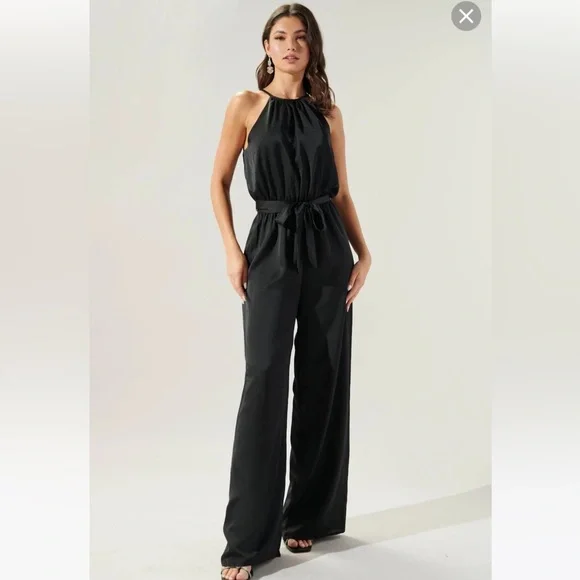 Sugarlips black silky jumpsuit - Picture 1 of 8